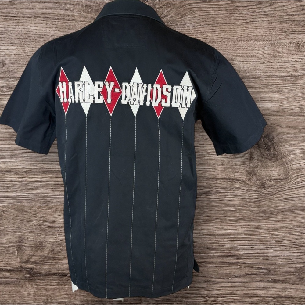 Harley Davidson Bowling Shop Shirt Mens Small Button Front  Embroidered (908)